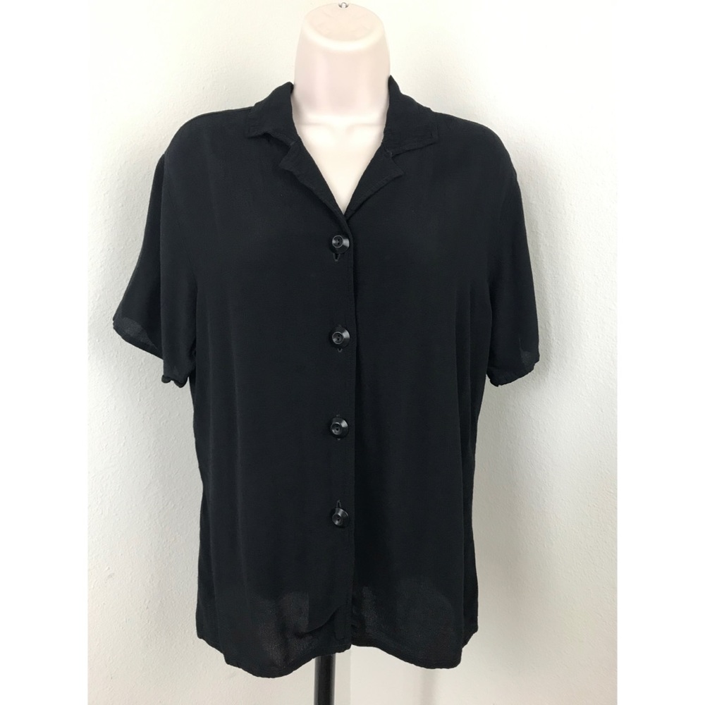 FLAX Rayon Black Button Down Shirt
